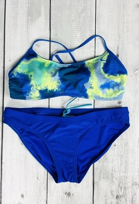 Traje de baño para mujer Nike de 2 piezas talla mediana azul multi 0196 Foto 1 de 4