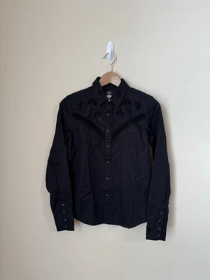 Camisa RRL Doble RL Ralph Lauren Floral Bordada Western Flecos Negra Talla 1 Foto 1 de 4