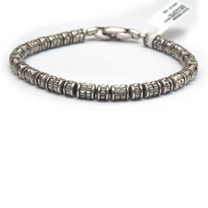 DAVID YURMAN New Men's 6mm Pyramid Bead Bracelet in Sterling Silver Size Medium - Picture 1 of 9