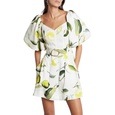 AJE Zest Mini Dress in Tropical Lime Print, Size 10 - Image 1 of 4