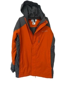 Kids Sz M Jacket rain&windblocker Orange Gray Water Resistant Hood by columbia - Picture 1 of 5