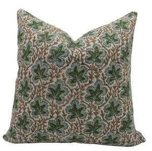 Handmade Decorative Block Print 20X20 Pure Linen Throw Pillowcase Cushion - Picture 1 of 7