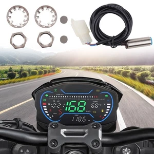 Universal LCD Digital Motorcycle Odometer Speedometer Tachometer KM/H MPH Gauge - Picture 1 of 8