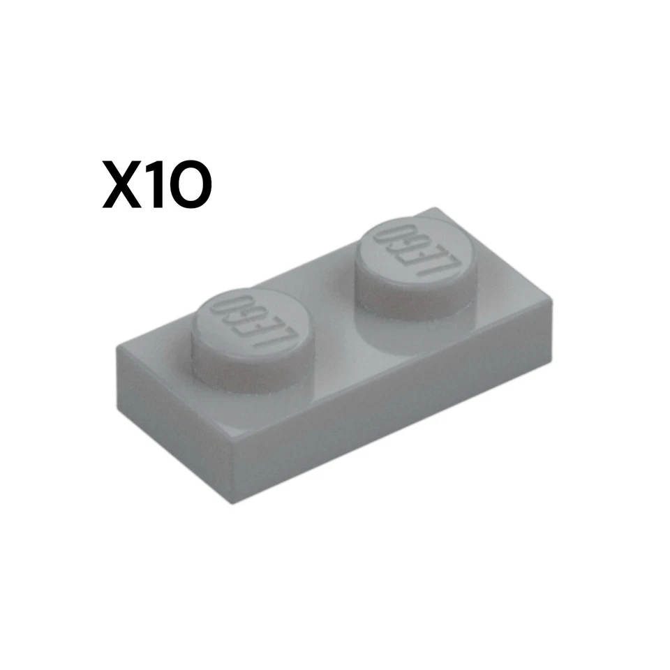 10x LEGO 3023 - 1x2 - Light Bluish Gray - Platte - Bild 1 von 1