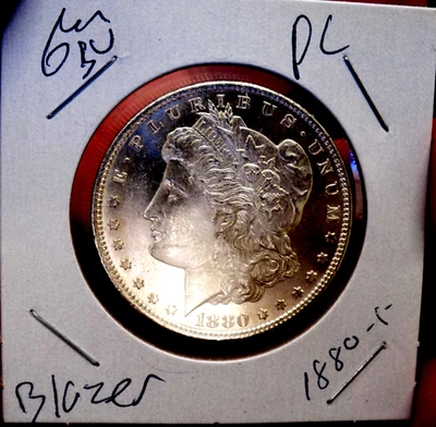 MORGAN SILVER DOLLAR 1880 S GEM BU PL MS+++++ FROSTY WHITE BEAUTY - Image 1 of 4