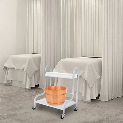 Carro trolley portátil blanco interior salón de belleza uñas pies baño spa con 4 ruedas Foto 1 de 4