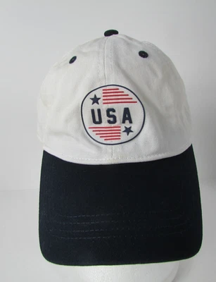 Gorra Old Navy Bandera Americana EE. UU. Blanca Negra Metal Hebilla Ajustable Foto 1 de 4