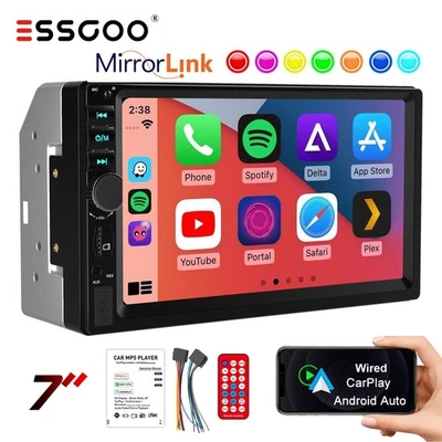 Doble 2 DIN 7" Autoradio con CarPlay Android Auto Bluetooth USB y Control Remoto - Imagen 1 de 4