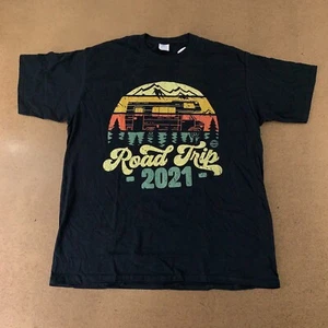 Port & Company Men's Size XL Black Road Trip 2021 Graphic Short Sleeve T-Shirt - Picture 1 of 8