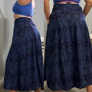 Falda midi plisada azul púrpura vintage Maggie Lawrence banda elástica trasera talla M - Imagen 1 de 16