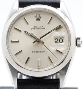 Rolex Oysterdate Precison 6694 Silver Dial 34mm Manual Wind Watch 1225 Movement - Picture 1 of 15