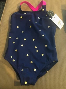 Mini Boden Girls Polka Dot Harmony Blue Gold Spot 12-18M NWT - Picture 1 of 3