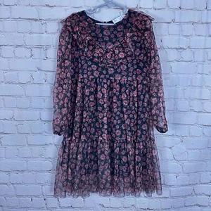 Zara Floral Sheer Dress with Ruffles Size 8 - Picture 1 of 3
