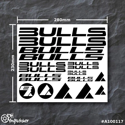 Bulls Sticker negro mate | Juego de pegatinas bicicleta eBike BMX MTB cuadro