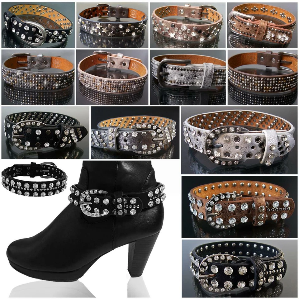 Cinta para botas cuero tachuelas pedrería bootstraps botas joyería cintas para botas VSt1# - Imagen 1 de 2