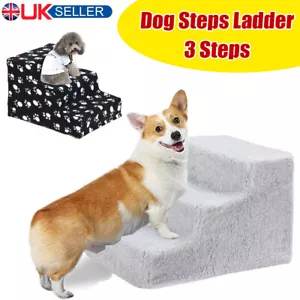 3 Steps Pet Stairs Portable Cat Dog Ladder w/ Cover Step Ramp Climb For Pup Play - Picture 1 of 30