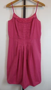 Ann Taylor Loft Sundress Womens Size 12 Pink Spaghetti Strap Front Pleats - Picture 1 of 8
