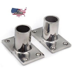 2 PCS~316 Stainless Steel Boat Hand Rail Fitting 90 Degree 7/8" Rectangular Base - Imagen 1 de 3