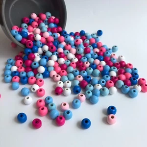 Mixed Dark Pastel Colour Wood Beads 10x9mm Round Drum Wooden Craft Bead 75pcs - Bild 1 von 6