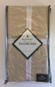 Ropa de cama Waterford 1 par de fundas de almohada King Portuna algodón topo 400TC nuevas - Imagen 1 de 4