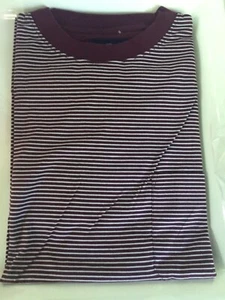 Paul Fredrick Mens Crew neck shirt Large Pima Cotton Purple striped NOS - Picture 1 of 10