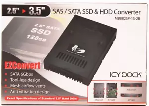 NEW Icy Dock 2.5 to 3.5 SSD/SATA HDD CONVERTER - MB882SP-1S-2B - Picture 1 of 3