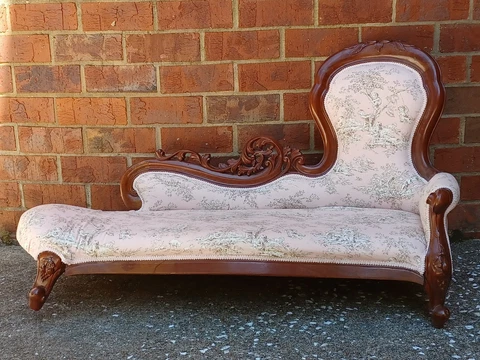 Vintage Antique Reproduction CHILDS CHILDRENS CHAISE Sofa VICTORIAN Parlor AS IS Cover