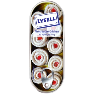 Lysell Hanseatenröllchen Heringsfilets mit Paprika handgerollt, 125 g-Dose