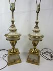 2 Stiffel Mid Century Brass Urn Lamps