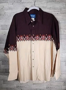 Vintage Wrangler Western Long Sleeve Aztec Pearl Snap Button Up Mens XXL - Picture 1 of 9
