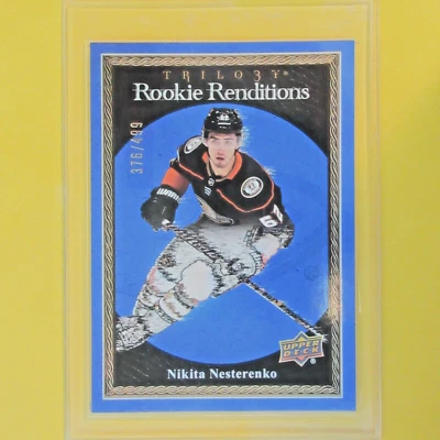 NIKITA NESTERENKO 2023-24 ROOKIE RENDITIONS BLUE 376 /499  Trilogy #RR-26  Ducks - Image 1 of 3