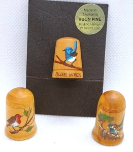 Three Wooden Thimbles with Birds - Picture 1 of 6