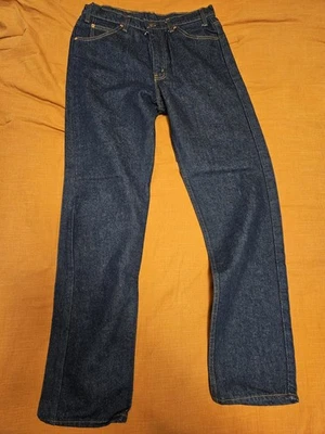 Jean vintage Levis 34x32 azul liso 505 pierna recta lengüeta naranja años 90 80 Foto 1 de 4