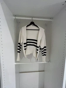 Zara cream & Navy cardigan zip up sailor collar size M - Picture 1 of 2
