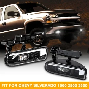 Pair LED Fog Lights w/DRL Lamp For Chevy Silverado 1500 2500 1999 2000 2001 2002 - Picture 1 of 14