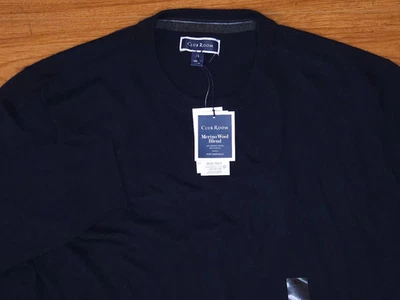 NWT Men's Club Room Merino Wool Blend Sweater XL Navy Blue Crewneck - Image 1 of 4