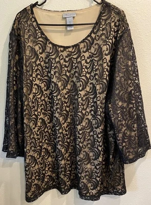 maggie barnes for catherines Plus 4X Nylon Lace Polyester Lined Tunic Blouse  - Image 1 of 4