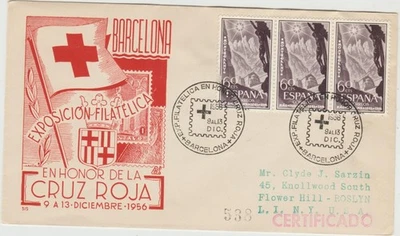 Spain 1956 Certified Red Cross Cover from Philatelic Expo.   good condition - Image 1 of 2