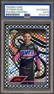 2024 Topps Chrome F1 #9 Esteban Ocon Signed Checker Flag Refractor Card PSA AUTO - Bild 1 von 2