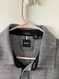Camisa Polo BOSS Algodón Lino Para Hombres Calce Ajustado Informal Diseñador Lujo Top - Imagen 1 de 7