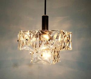 2-tier kinkeldey mid century PENDANT LIGHT 14 crystal glass elements and chrome - Picture 1 of 10