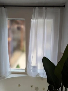 Sheer Curtains White 45 Inch Length Rod Pocket Voile Drapes For Living Room Bedr - Picture 1 of 8