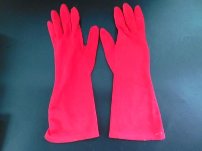 Vintage Mid-Century 1950's 1960's Women's Deep Rose Above Wrist Gloves - Image 1 of 3