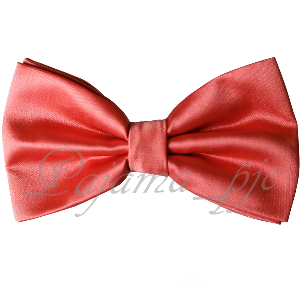 CORAL Sólido Pre-atado Pajarita Micro Fibra Estilo Mariposa Boda Baile de graduación Formal  Foto 1 de 1