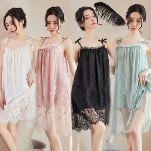 Womens Sexy Lingerie Lace Robe Dress Sleepwear Long Nightdress Nightgown Pajamas - Picture 1 of 35