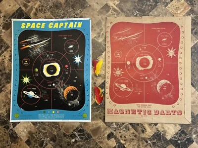 Vintage Pressman Toy Corp Tin Litho Space Captain MLB Magnetic Dart Game W/ Box! - Image 1 of 4