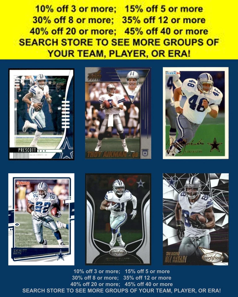 Dallas Cowboys Football Cards Choose Player Quantity Discount 100s to Choose - Image 1 of 1