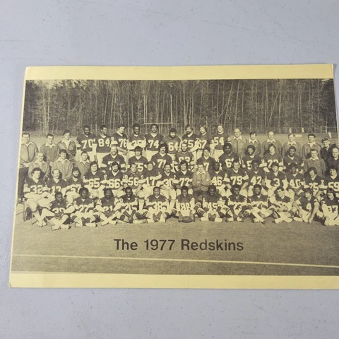 1977 Redskins Football Team Postcard With Order Info On the Back Cover