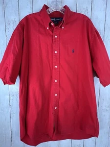 Polo Ralph Lauren Shirt Men's Large Red Short Sleeve Classic Blaire Style Button - Picture 1 of 10