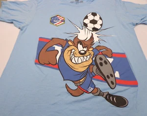 Looney Tunes Taz Team USA Soccer Graphic Light Blue T-shirt Size Large (42-44) - Picture 1 of 6
